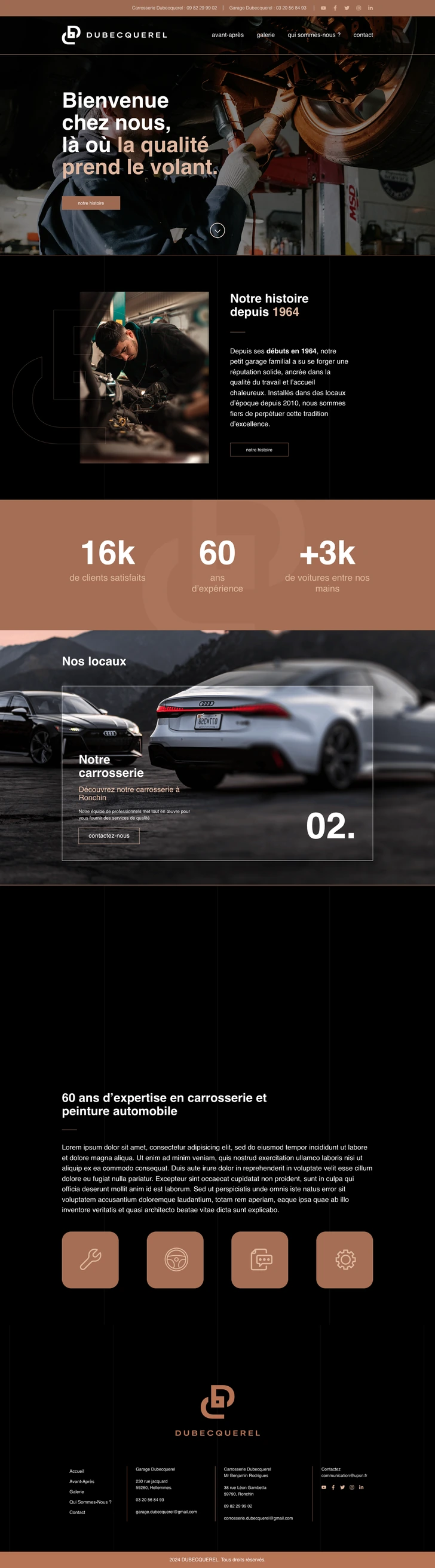 Car body and garage website, built by MindWP