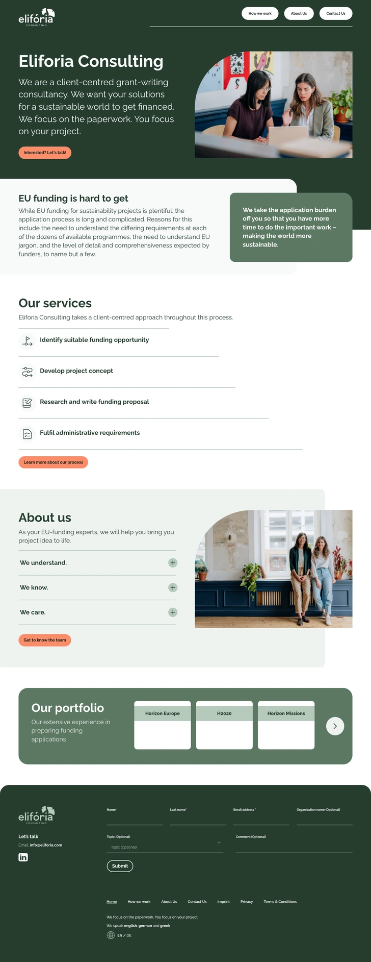 Consulting website, built by MindWP