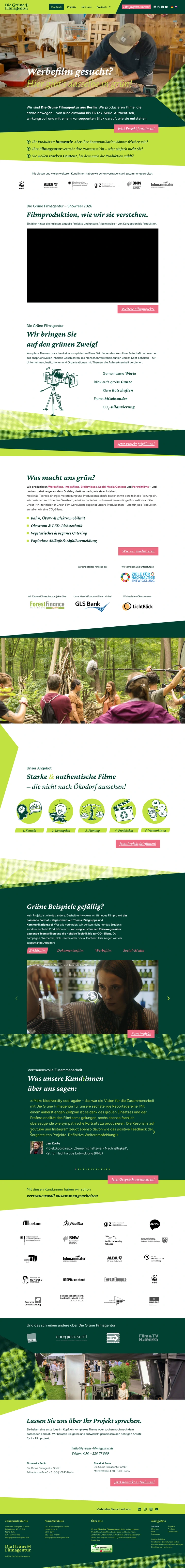 Film production website, built by MindWP