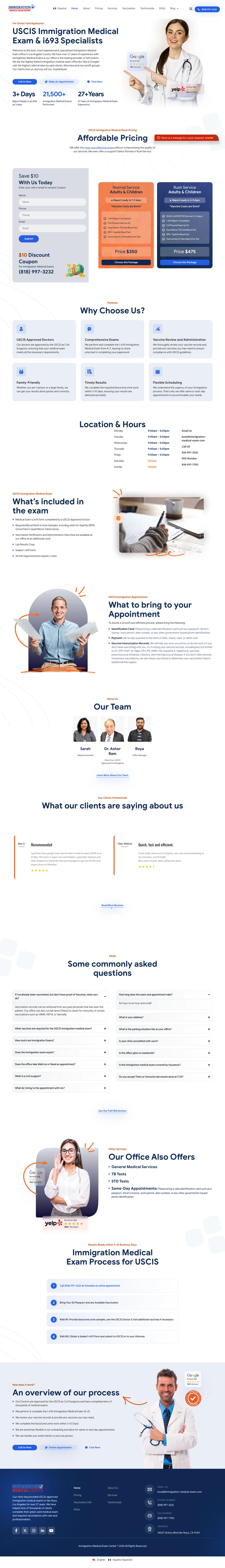 Medical exams website, built by MindWP