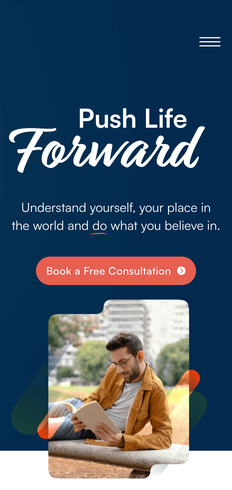 Coaching website, built by MindWP, on a phone