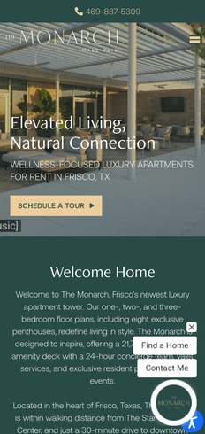 Apartments website, built by MindWP, on a phone