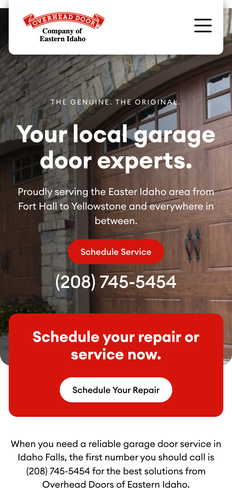 Home services website, built by MindWP, on a phone