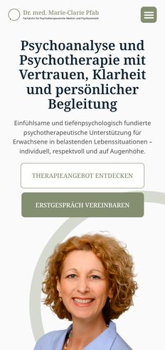 Psychotherapy website, built by MindWP, on a phone
